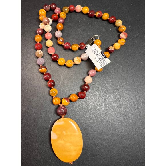NEW Mookaite knotted pendant necklace with sterling silver clasp - Picture 1 of 13